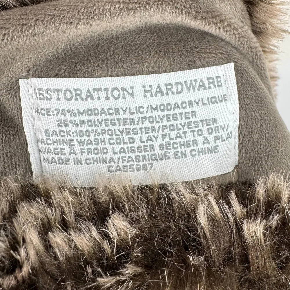 Restoration Hardware scarf faux fur pull through stole neck wrap chocolate brown